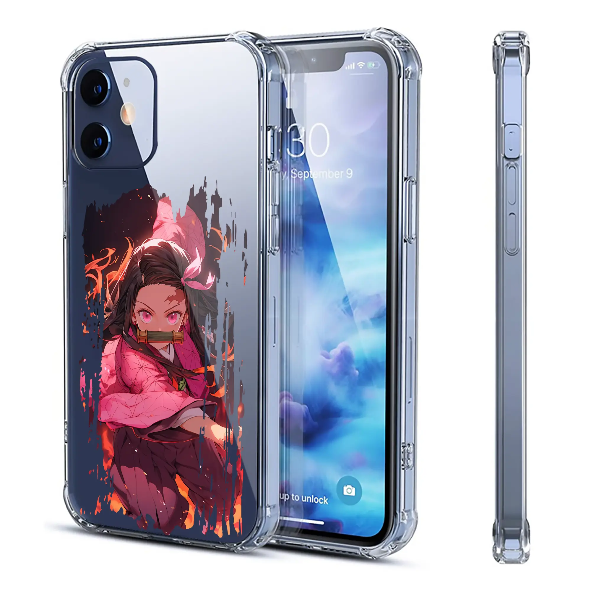 鬼滅の刃 グッズ,竈門 禰豆子 - IPhone 12シリーズ対応 ・ 透明スマホケース ・ クリアソフトケース ・ TPU素材 ・ 耐衝撃 ・ 高密着 ・ 防汚 防指紋 ・ 簡単着脱